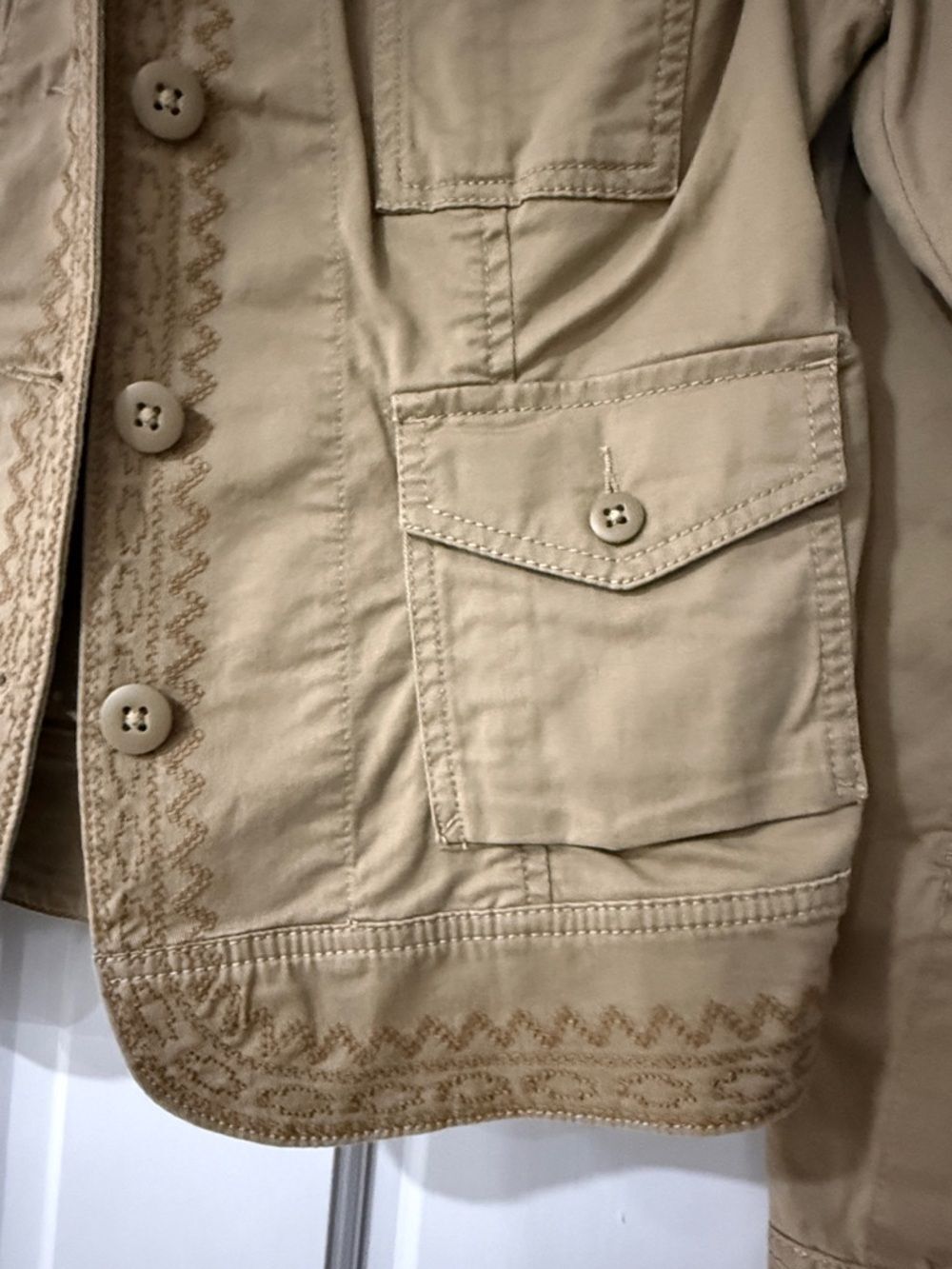 Lucky Brand Jacket Women Medium Tan Embroidered Cuffs Waist Neck Western Cowgirl - Picture 4 of 11